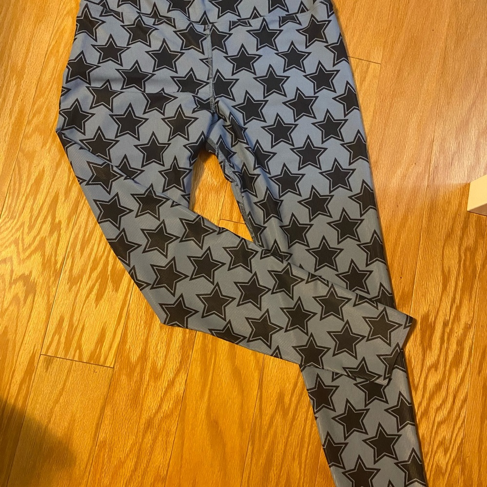 Beach Riot Ayla High Rise Leggings Pewter Disco Star Print XL